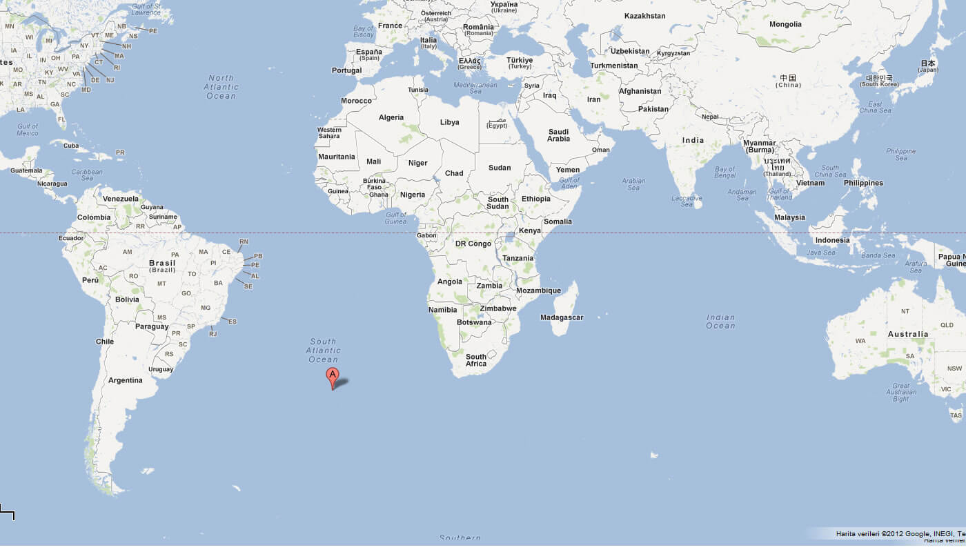 MAP OF TRISTAN DA CUNHA WORLD